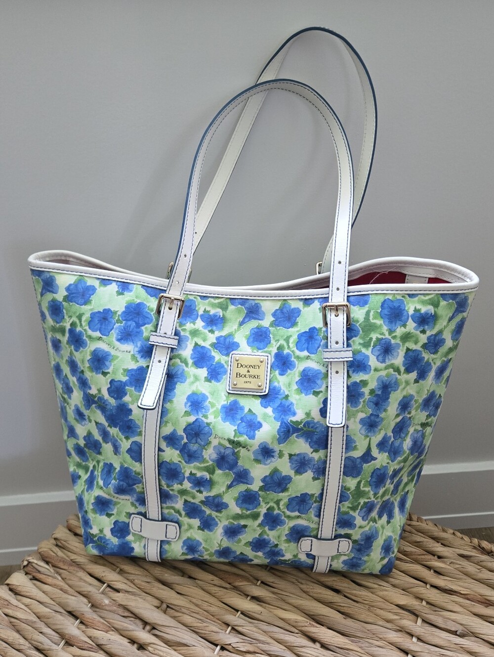 Dooney & Bourke Green And Blue Floral Tote Bag